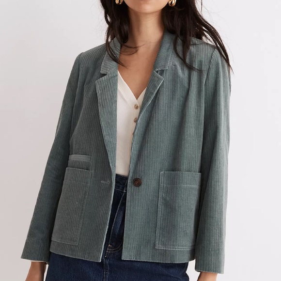 Madewell Jackets & Blazers - NWT Madewell Corduroy Crop Dorset Blazer in Faded Shale